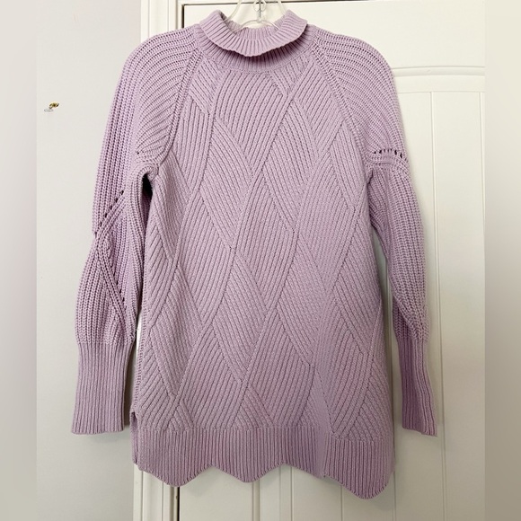 Rebecca Taylor Purple Basketweave Turtleneck Sweater - Picture 3 of 8